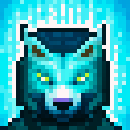 Wolf avatar, portrait, glowing eyes