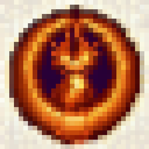 Ninetails fox, fiery orange fur, nine tails swishing around, surrounded by autumn leaves, skillfully drawn in 32x32 pixel art.