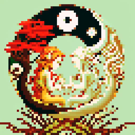 Create images with twinflames incorporated in the painting of yin and yang in middle and maybe gaia tree forming twinflames having their arms around yin and yang symbol?