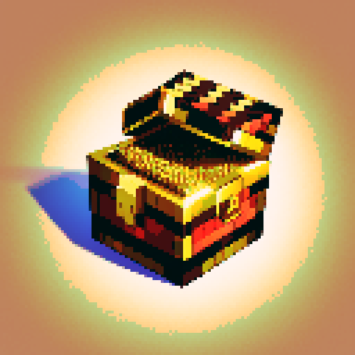 diamond treasure chest, shiny, pixel art, sRGB