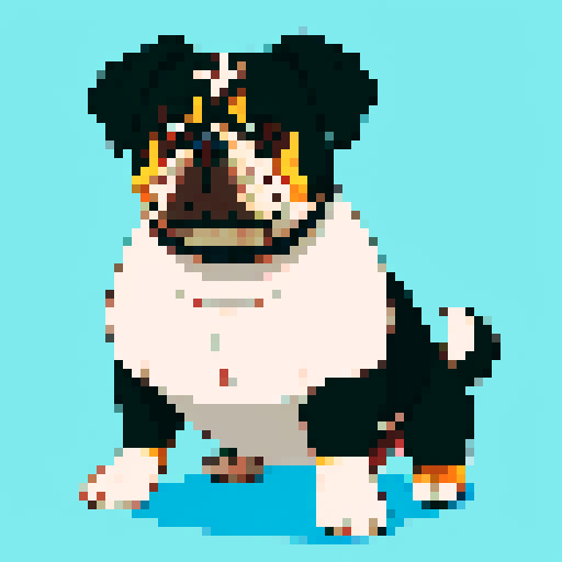 chubby dog with dumbbell
