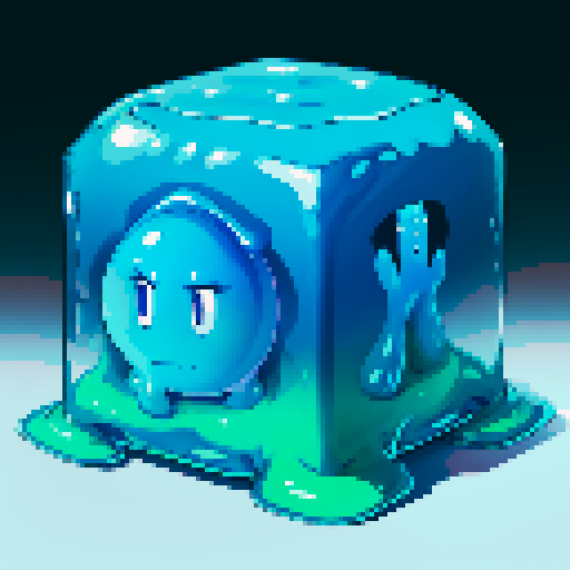 Blue Slime cube, Gelatinous cube, giant Slime, big slime, big slime cube