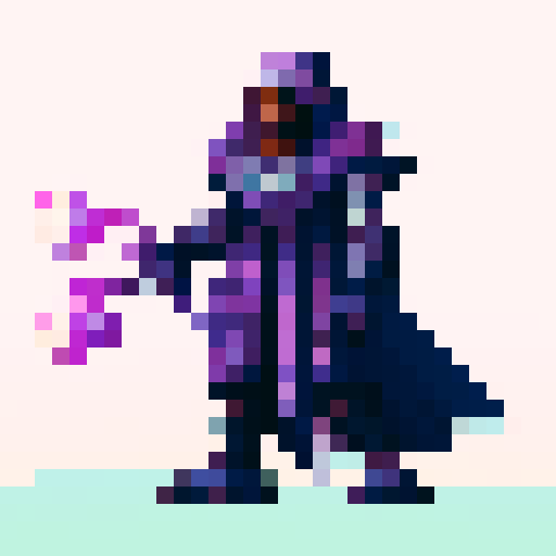 top down sprite of Kronos Time God, facing left, holding weapon, villain with purple skin, not looking human, enemy with ominous presence, transparent background, pixel art, 32x32 resolution