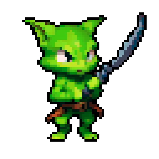 A sneaky, agile goblin with a hood, daggers, and a cunning expression. It has quick movements and a stealthy appearance, ready to strike from the shadows. No background.
