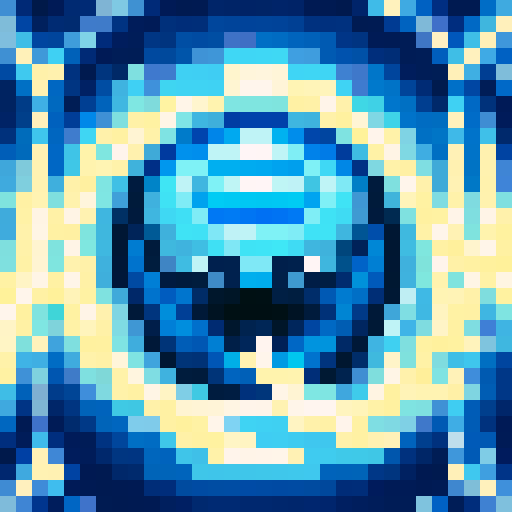 Frostbolt, a dazzling blue bolt of ice, crackling with energy, frozen in time as a 32x32 pixel game icon, rendered with skillful pixel art in sRGB colors, captured in a close-up portrait.