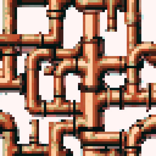 rusty old copper pipe. Usable as an asset (clear, thick lines and a white background)