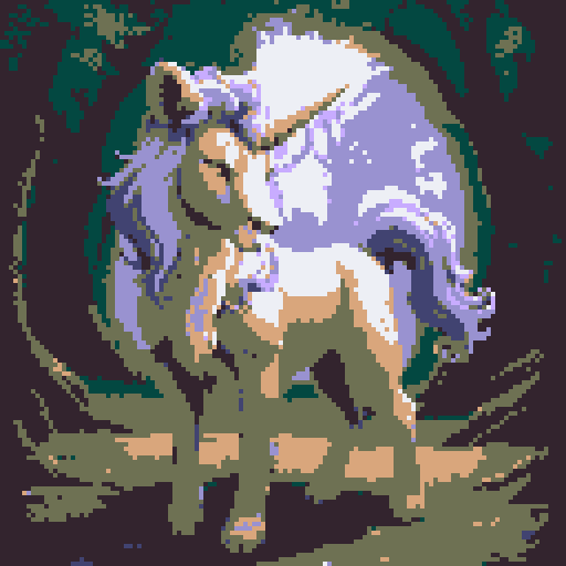 mystic druid wild faun-unicorn mythological woman, playful demeanor, forest guardian, full body with a lion tail, bathed in moonlight