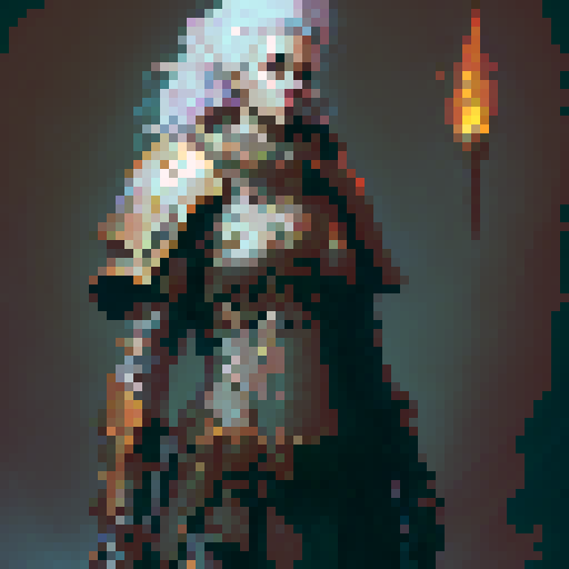 female water genasi half dwarf, red plate armor, flaming longsword, large stone tower shield with runes, fantasy RPG