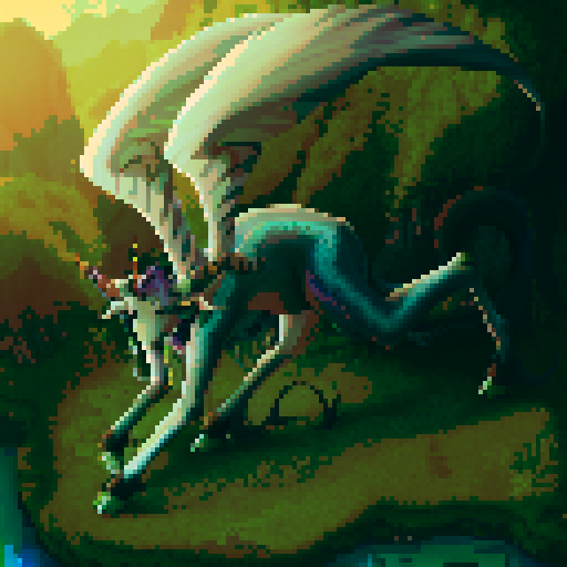 mystic druid wild woman unicorn faun hybrid, cloven hooves, showcasing its full body in pixel art style, human-unicorn hybrid