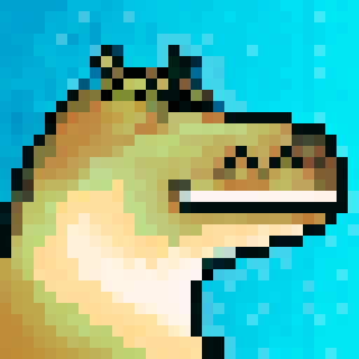A hippo wearing fancy glasses with a black suit, rendered in 32x32 pixel portrait. 