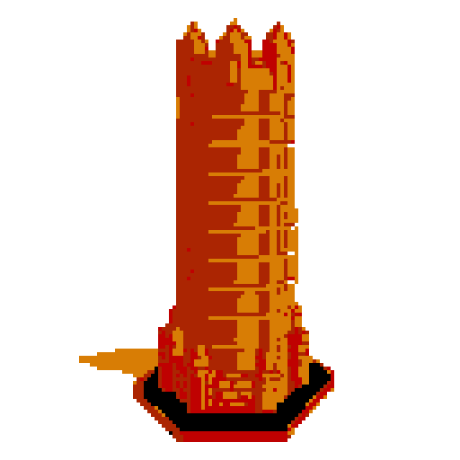 2d Red clay tower. Usable as an asset (clear, thick lines and a white background). Put a black stroke around the composition