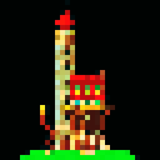 medieval-inspired, low to the ground, fire-slinging tower