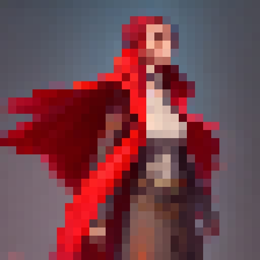 girl with a red cape, animated all directions, topdown
