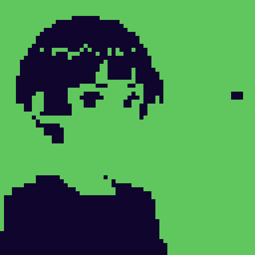 simple anime girl, short hair, pixel art, old computer screen style, sRGB