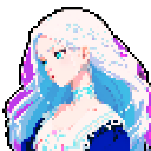 anime, pixel art, sRGB, girl with mesmerizing white hair, vibrant and contrasting colors, delicate and intricate details, expressive eyes, dynamic pose and flowing hair, whimsical and dreamlike atmosphere