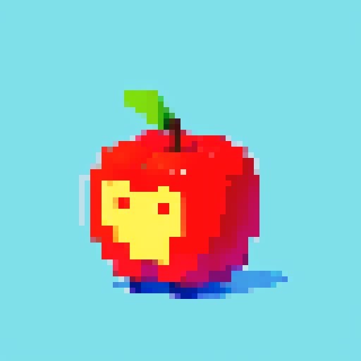 cute apple, pixel art, vibrant colors, smooth shading, low resolution, 8-bit style, simple background