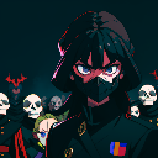 Evil army, black uniforms, evil soldiers, skull masks
