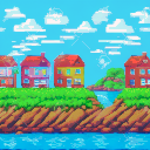 Island port town, have the whole town visable in the image. make it usebale as a tile set for my rpg game. make sure its a lively city. 