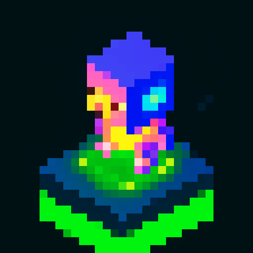 Cute robot with glowing light head, isometric