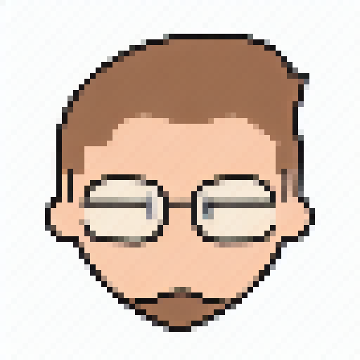 Man, winking, one eye open, one eye closed, smiling, glasses, brown eyes, brown beard on chin, no moustache, no beard on cheeks