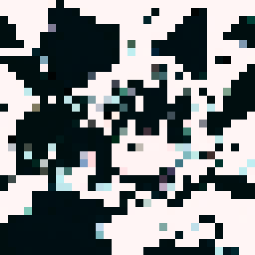 Close up, dark-themed ninja character with a mysterious gaze, anime-style, pixel art