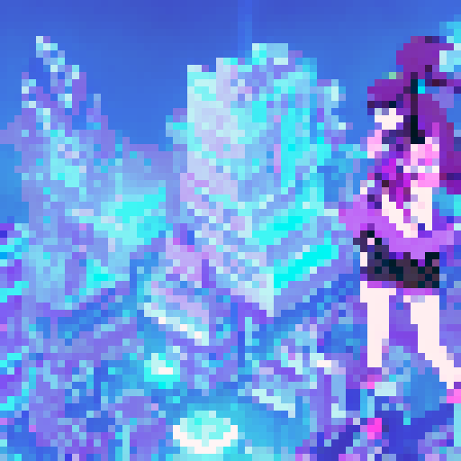 Purple-haired, neon-lit, and glitchy, a cyberpunk girl with a katana stands atop a skyscraper, surrounded by hovering drones and holographic advertisements