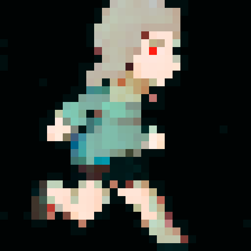 cutesy protagonist running, dynamic pose, vibrant colors, expressive facial features, glowing energy effects, 32x32 pixel art, skill art, close up, pixelated background, game icon, sRGB, portrait