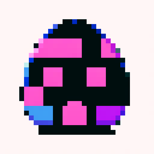 2D Minecraft item texture for corrupt egg using mainly black but its leaking some radiant and luminescent blues and purples