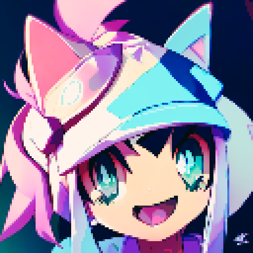 Cat in wich hat, anime style, fantasy