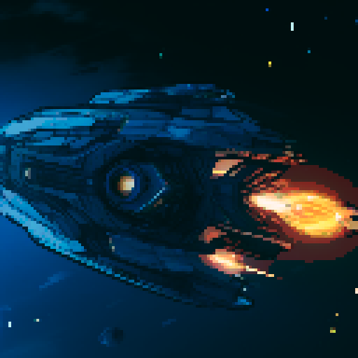 futuristic spaceship, topview, sleek and streamlined, hovering mid-air, sRGB aesthetic, dark blue colors