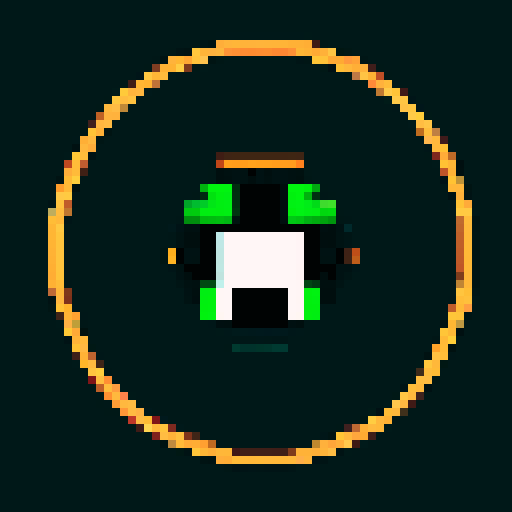 pixel art circle, black outline, simple two color shading on the circle