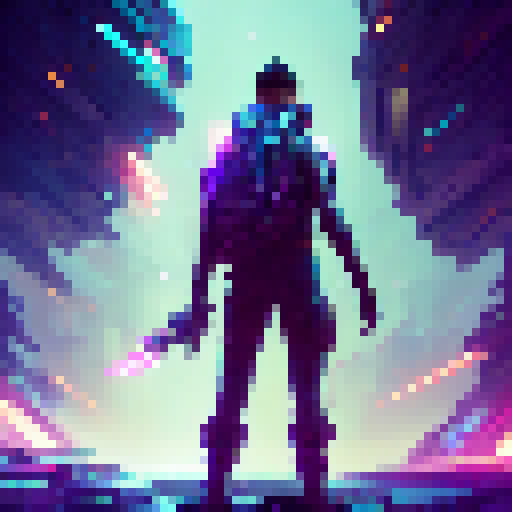 "Ekko dashes through a colorful, neon-lit cityscape, wielding his glowing time-traveling gauntlet as he evades a barrage of enemy projectiles and leaps over towering buildings in a dynamic, comic book-inspired art style."