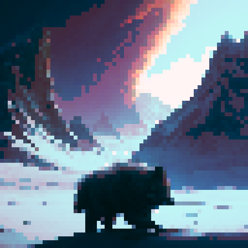 Grey wolf in valley. Volcano in back ground. Snow in pick of volcano