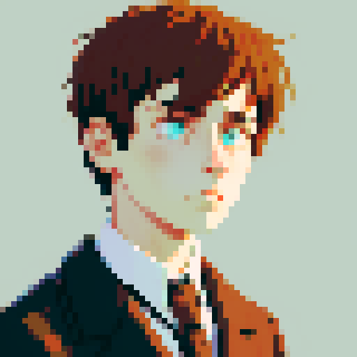 portrait, sprite art, young man, sad, narrow eyes, muted colors, depressed, city dweller, neutral, eccentric
