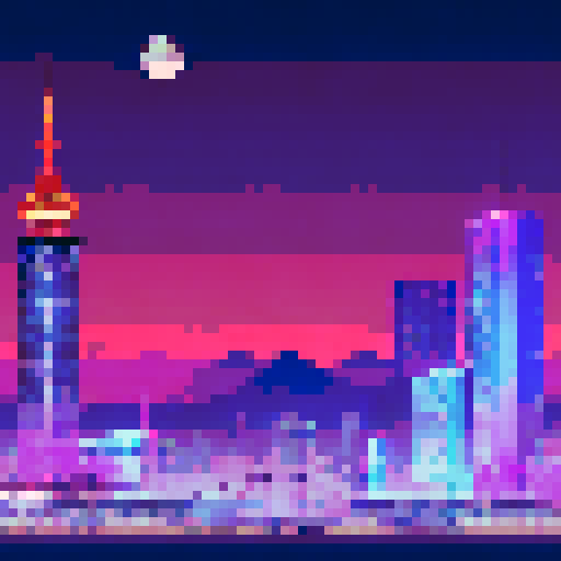 Tokyo at night, vaporwave style emphasis on pinks and purples. Show tokyo tower and mount fuji