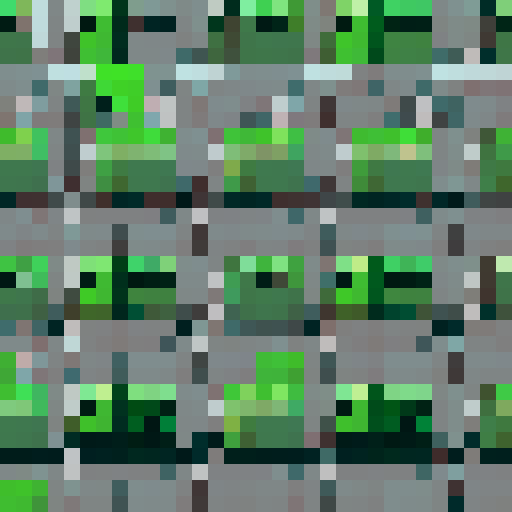 Grey and green bricks, pixel art, sRGB