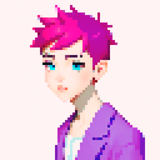 portrait, sprite art, gender neutral, nonbinary, trendy, queer, cute, eccentric