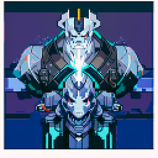 battleship with sleek design, hovering above calm waters, two massive guns protruding from its sides, pixel art style with vibrant colors, detailed shadows, and crisp lines