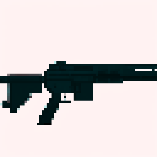 M4A1 Rifle icon, white background, black icon, pixel art