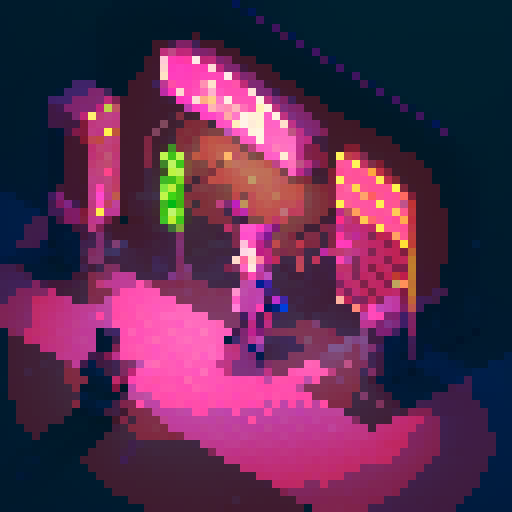 Street Mage anime girl with flowing hair, fluorescent tattoos, and a pixelated sniper rifle, navigating through a purple neon-lit night market and an sRGB glow