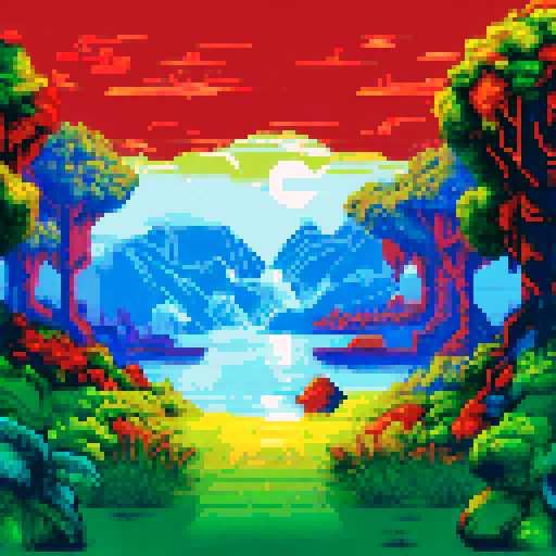 New Year's red background, with small green gifts