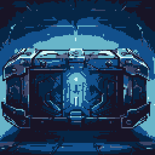 mystery box, stone, metall, shiny, pixel art, sRGB, vibrant colors, glowing lights, intricate patterns
