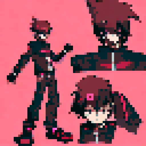 red and black clothed man