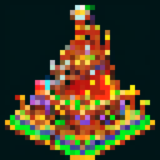 pixel art mine building with output on one side, vibrant colors, detailed excavation tools, flickering torches, cascading ores, intricate conveyor belts, towering metal structures, glowing gemstones, bustling workers, animated steam rising, retro game aesthetics