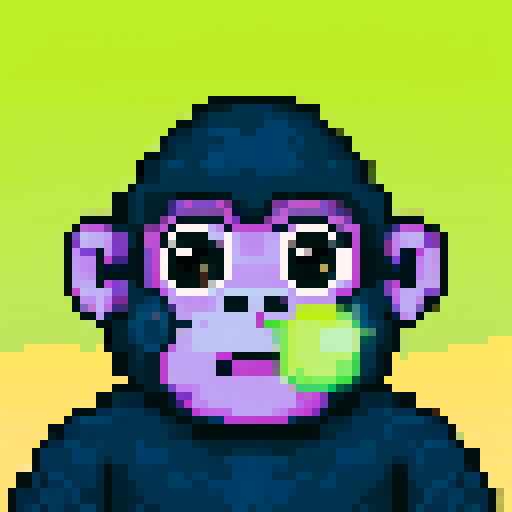 cute baby ape, big eyes, nose bubble, sRGB, pixel art

