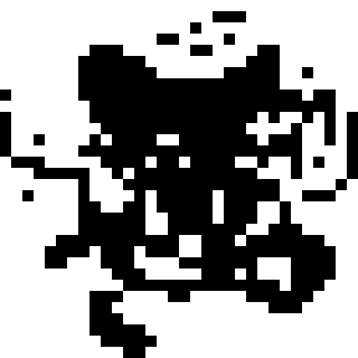 pokemon gloom, monochrome, 16x16, game icon, pixel art, close up, facing right, white foreground, black background