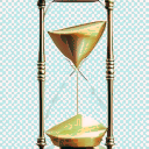 Time Gear, intricate clockwork, rotating cogs, steampunk aesthetic, metallic reflections, mechanical precision, vibrant colors, detailed pixel art