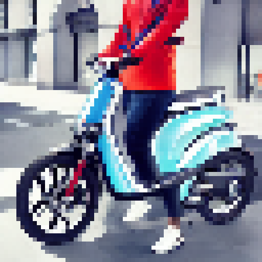 Peugeot's e-ludix prototype, a sleek and futuristic electric scooter, glides through a vibrant cityscape, its angular frame and bold lines perfectly captured in a striking landscape portrait.