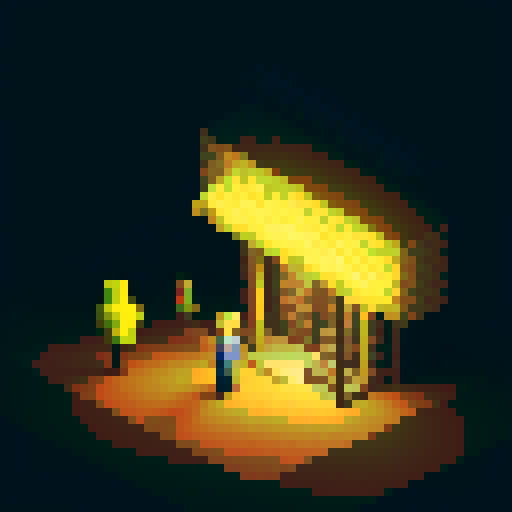 street vendor under street light at night