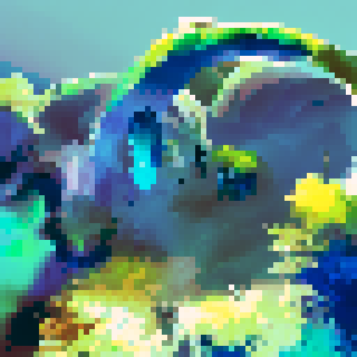 landscape portrait of Pandora's vibrant blue and teal terrain, featuring winding rivers flowing through lush, verdant forests, all rendered in a painterly style with textured brushstrokes and luminous highlights